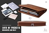 Gavarnie Genuine Leather Business Portfolio Padfolio Folder with Zipper for Men, Men's Leather Padfolio Folder for 13" Laptop, Business Portfolio with Letter Size Notepad, Graduation Gift，Brown