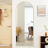 Sweetcrispy 64"x21" Arched Full Length Mirror, Standing or Leaning Full Body Mirror with Aluminum Alloy Thin Frame, Suitable for Bedroom or Cloakroom,Gold