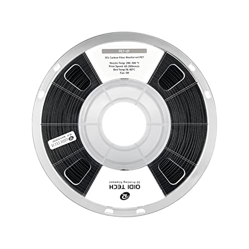 R QIDI TECHNOLOGY Carbon Fiber PET Filament 1.75 1KG Spool, PET CF 3D Printer Filament 1.75mm for Most FDM 3D Printers, High Strength, Low Creep, Low Moisture Sensitivity, Black