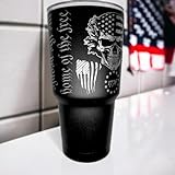 Skull Flag We The People 30oz Patriotic Tumbler - American Flag Tumbler Travel Mug - Patriotic Coffee Travel Mug - Engraved in the USA - (Skull We The People)