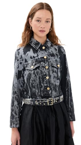 Ganni Women's Heavy Denim Belted Jacket, Washed Black/Black, 2