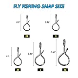 Alwonder 150PCS/Box Fly Fishing Snap, 5 Sizes Stainless Steel Quick Change Lure Snaps No Knot Clip Quick Snap Fast Snaps Lure Connector for Jigs Lures Fishing Clips Swivels Terminal Tackle