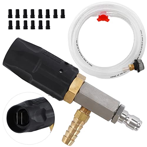 FIXFANS Adjustable Pressure Washer Long Range Nozzle, Downstream Injector Kit for High Power Washer, External Chemical Injection with 1/4 Inch Quick Connector, 2-2.5 GPM