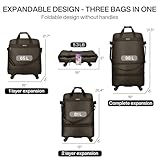 Hanke Suitcases with Wheels Expandable Foldable Luggage Bag Suitcase Collapsible Rolling Travel Bag Duffel Bag for Men Women Lightweight Suitcases without Telescoping Handle, Coffee