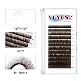 VEYES INC Colored Lash Extensions 03 05 07 15 C/D Curl 8-16mm Mixed Length Tray, Premium Individual Silk Eyelashes, Professional Supplies for Lash Techs (Dark Latte Brown 0.03 CC 8-16mm)