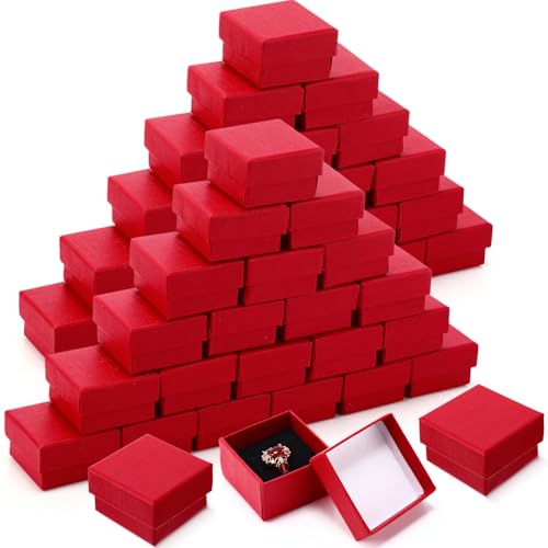 Yinkin 72 Pcs Jewelry Gift Boxes Cardboard Jewelry Boxes Packaging for Ring Necklace Earring, 2 x 2 x 1.2 Inch(Red)