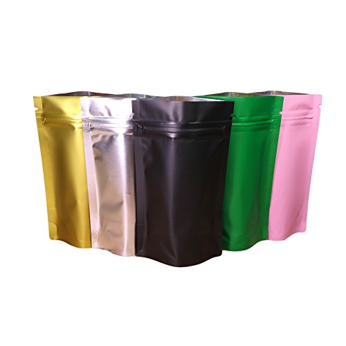 QQ Studio 100PCS Matte Double-Sided Colored Stand-Up Resealable QuickQlick™ Bags (8.5x13cm (3.3x5.1"), Mixed)