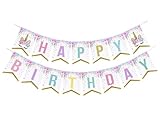 Nenluny Unicorn Happy Birthday Banner Pink Unicorn Headband Birthday Girl Sash Set for Unicorn Birthday Party Decoration Supplies