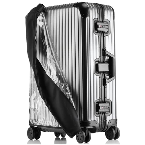 Linpr Transparent PVC Suitcase Cover, No Disassembly Required Clear Luggage Cover, Waterproof Travel Wrap Luggage Protectors (Black, 26)