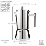 Easyworkz Diego Stovetop Espresso Maker Stainless Steel Italian Coffee Machine Maker 4Cup 6.8 oz Induction Moka Pot