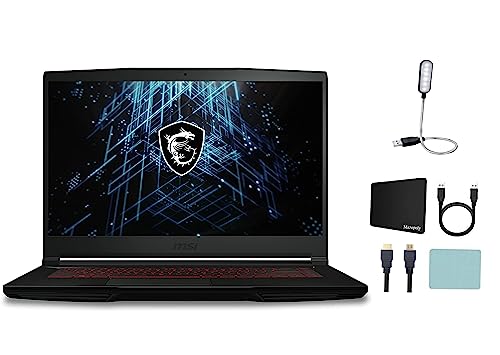 MSI GF63 Thin 11SC-693 15.6" FHD Gaming Laptop, Intel Core i5-11400H, 2.7GHz, NVIDIA GeForce GTX 1650, 16GB Memory, 1TB NVMe SSD, Windows 11 Home, Wi-Fi 6, Webcam, Black + Accessories