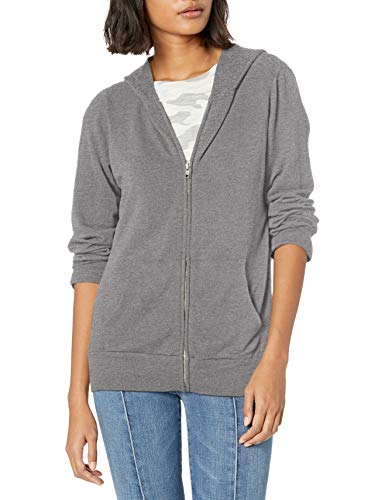 Monrow womens Heather Supersoft Hoody Cardigan Sweater, Dark Heather, Medium US