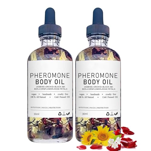Pheromones Body Oil for Women – With Rose Petal, Sweet Almond Oil | Moisturizes Skin, Confidence & Social Allure | Long-Lasting Fragrance