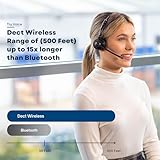 TruVoice Agent AW50 2-in-1 Wireless Headset with Noise Canceling Microphone for Desk Phone and PC | 500 FT Maximum DECT Range (15 x Bluetooth Distance) - Remote Answer Capability with Additional EHS