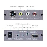 Easycel RCA Svideo to HDMI Converter, RCA Composite CVBS AV or Svideo + R/L Audio Input to HDMI Output Upscale Converter, Supports 720P/ 1080P Output Switch for N64, PS2, Wii, DVD