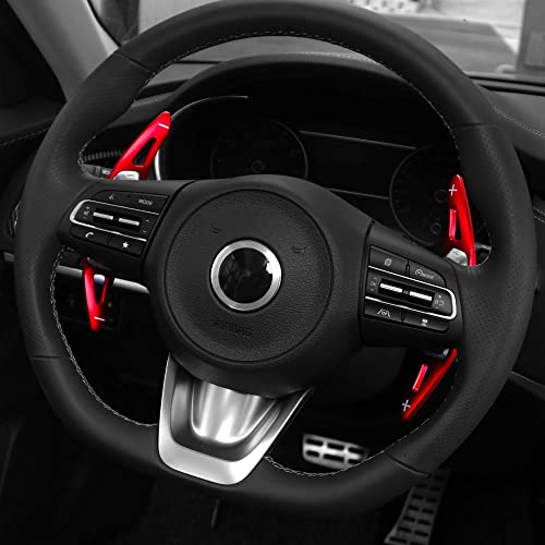 YOUTOOCAR 2PCS Aluminum Alloy Steering Wheel Larger Paddle Shifter Extension Covers Compatible With Kia Stinger 2018-2023 Kia Soul 2020-2025 Accessories (Red)