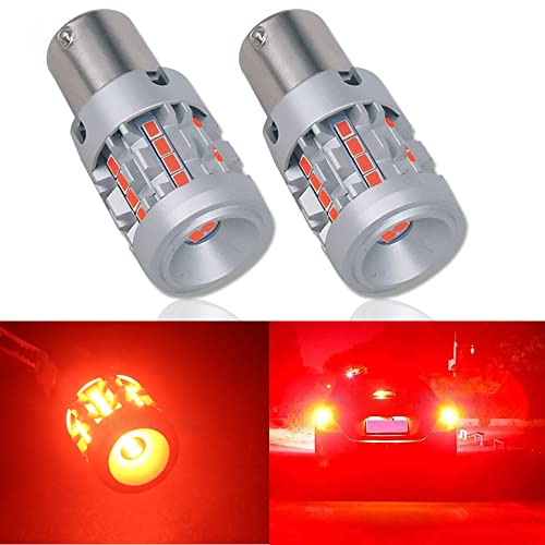 Eluseastar S25 P21/5W BAY15D LED Bulbs Red Built in Resistor with 6000LM Extremely Bright for Car Brake Tail Light, 2 Pack