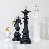 Navaris Chess Statue Decor Piece - 14.5" Tall Decorative Resin Sculpture - Large Game Figure Decoration Ornament for Home, Office, Study - Black Queen