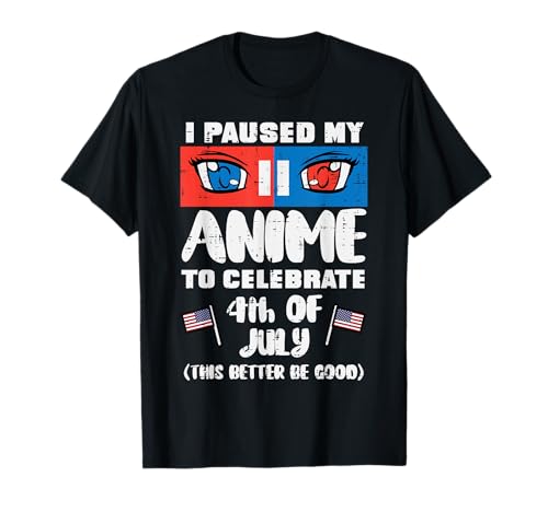 Paused Anime Celebrate 4th July Patriotic Men Women Kids T-Shirt