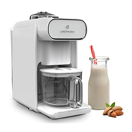 ChefWave Milkmade Dairy Alternative Vegan Nut Milk Maker Machine Almond Milk Soy Milk Oat Milk Cashew Milk Coconut Milk Macadamia Milk, No Soaking, Auto-Clean, Delay Start, Recipe Book - White