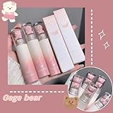 DENESTUP 6pcs Pink Bear Matte Lip Gloss, Cute Bear Liquid Lipstick Lip Stain Long Lasting Waterproof Smooth Lip Gloss Lip Glaze Mud Texture Lightweight High Pigment Color Makeup