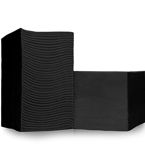 500 Pack Cocktail Napkins Paper - Quality 3-Ply Black Beverage Napkins - Restaurant, Event, Bar Napkins - Perfect Size Dessert Napkins - Party Napkins Bulk - Elegant Wedding Napkins Disposable