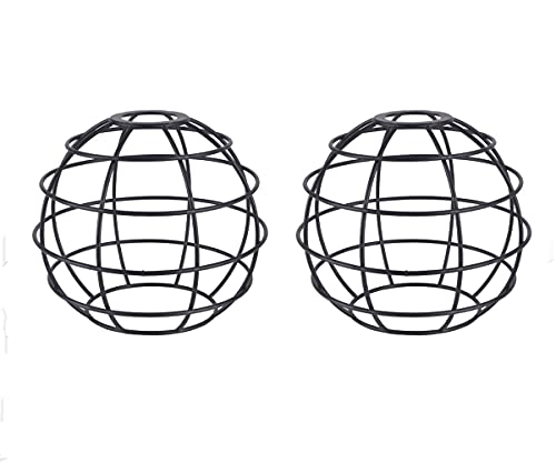 EFINEHOME Set of 2 Industrial Vintage Rustic Bulb Covers| DIY Farmhouse Metal Wire Cage for Hanging Pendant Lighting | Light Fixture Lamp Guard| Lampshade Replacement Accessories (Globe)
