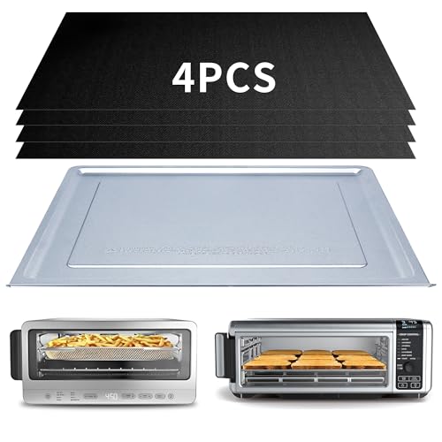Crumb Tray Replacement for Ninja Foodi SP101 SP151 Air Fryer Oven with 4 Pcs Teflon Mats, Air Fryer Accessories for Ninja airfryer Flip Up Toaster Oven