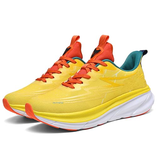 Running Shoes for Men Women's Comfortable Walking Shoes Lightweight Casual Jogging Sneakers for Athletic Gym Workout,Yellow,9