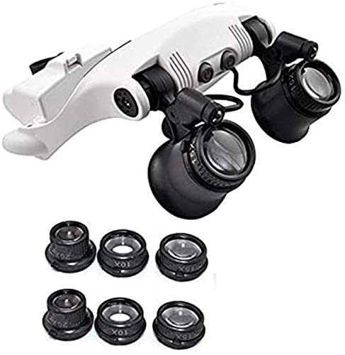 10X 15X 20X 25X Led Double Eye Head Wearing Magnifying Glasses Watch Clock Repair Magnifier Loupe with 2 Led Light