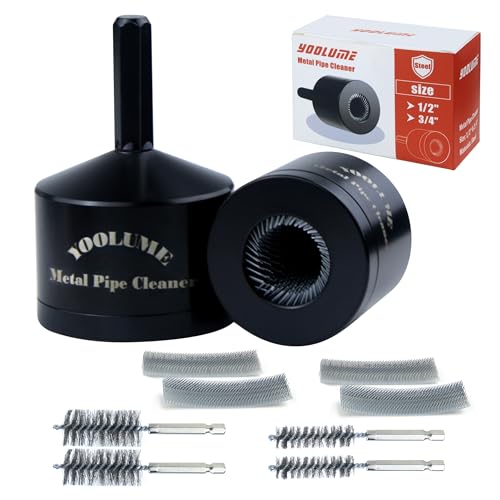 Copper Pipe Cleaner for Drill (1/2" & 3/4"),Includes 4 PCS Replaceable Cleaner Brush Blades and Pipe Brushes for Cleaning Rust,Solder Stains on Various Metal Pipe,Professional Plumber Tools Set