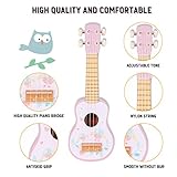 WoodenEdu Kids Guitar for Girls, Wooden Musical Instruments Toys with Ukulele, Tambourine, Maracas, Harmonica, Mini Band Sets for Toddlers 2 3 Years Old Birthday Gift (Pink for Girls)