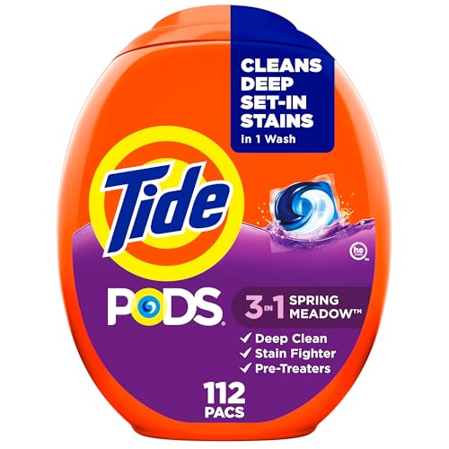Tide PODS Laundry Detergent Pacs, 3-in-1 Stain Remover, Odor Fighter, Color Protector, 112 Count, HE compatible, Original Scent