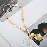 HETICA Chunky Gold Necklace for Women, Heart Pendants Necklace Sun Flower Necklace Fashion Hip Hop Choker Gift