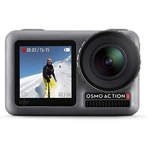 DJI Osmo Action - 4K Action Cam 12MP Digital Camera with 2 Displays 36ft Underwater Waterproof WiFi HDR Video 145° Angle, Black