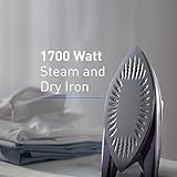 Panasonic Dry and Steam Iron with Alumite Soleplate, Fabric Temperature Dial and Safety Auto Shut Off – 1700 Watt Multi Directional Iron – NI-W950A, Purple