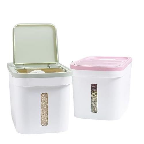 PICKUTS 10Kg Storage Box with Lid for Dry Food Flour Rice Sugar Dispenser Large Container with Lid Barrel Household Rice Box Fresh Storage Box Cylinder Barrel Storage Pink 22 * 38 * 23 cm