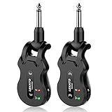 LEKATO Wireless Guitar System 5.8 Wireless Guitar Transmitter Receiver Rechargeable Audio Wireless Transmitter Receiver 4 Channels Transmission Range for Electric Guitar Bass (Black)