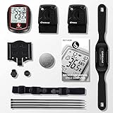 DREAM SPORT Wireless Bike Computer with Cadence Speed Sensor Heart Rate Monitor Speedometer Odometer with Backlight Altimeter HRM Calories Black (DCY438)