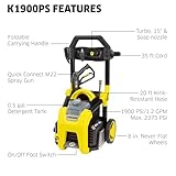 Kärcher Pressure Washer K1900PS, Max 2375 PSI, 3 Spray Nozzles, Detergent Tank, For Cars, Driveways, Siding, Patios, 1.46 max. GPM