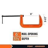 Pony 6-in C-Clamp Set, Clamps for Woodworking,1000lbs Load Limit, 2660 C-Clamp, Ideal for most DIY, Woodworking and Household Clamping Projects-2 Pack