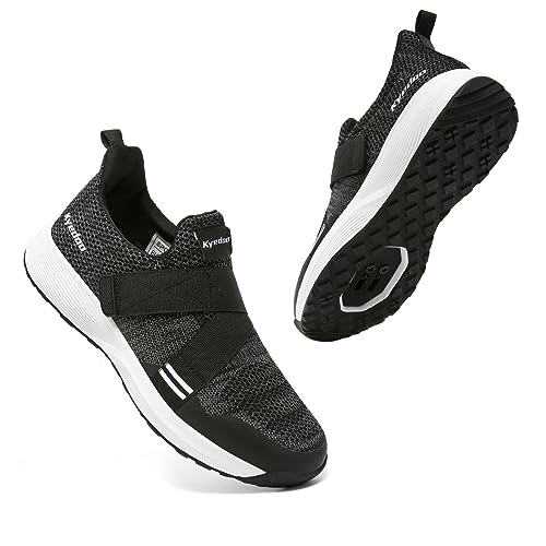 Kyedoo Men‘s Indoor Cycling Shoes Compatible with SPD Cleats, Comfortable Walkable Bike Shoes, Cleats Included M10 Black