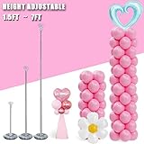 DECOJOY Balloon Column Stand Set of 2, Adjustable 7 Feet Balloon Arch Stands with Bases for Floor, Tall Balloon Tower Pillar Assembly Kit for Halloween, Birthday, Party Decorations