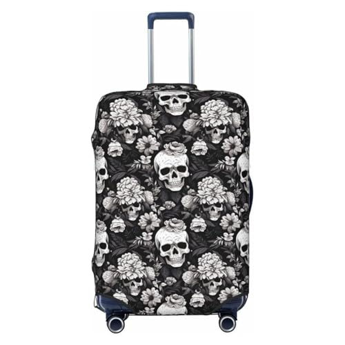 QIPVEKR Gothic Flower Sugar Skull Luggage Cover For Travel Suitcase Protector Fits 18-32 Inch Case X-Large