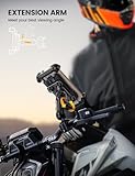 Aomiker Motorcycle Phone Mount Holder - [Metal Extension Arm] [Dual Vibration Dampener] Motorcycle Cell Phone Mount, Bike Phone Handlebar Clamp for iPhone 16 15 14 13 Pro Max Plus, 4.7-6.7" Smartphone