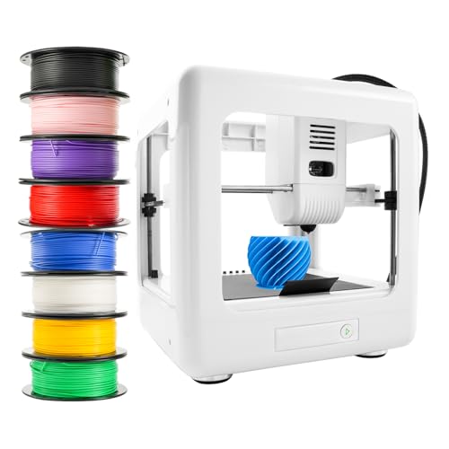 Mini 3D Printer for Beginners with 8 Colors PLA Filament, Portable FDM Printer Kit, Easy to Use, Compact Desktop 3D Printing Machine with USB/TF Card, 0.4mm Nozzle, G-Code Compatible