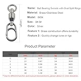 Fishing Ball Bearing Swivel Fishing Split Ring Fast Link Fishing Lures Stainless Steel Solid Welded Rings Barrel Swivels Saltwater (Ball Bearing Swivel with Split Ring (8454), 5#-1.3INCH/110LB)