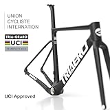 ICAN [US Stock] Graro Carbon Gravel Bike Frameset UCI and UDH Rear Hanger Bottom Bracket T47 49/52/54/56/58cm (Pitch Black, 52cm)