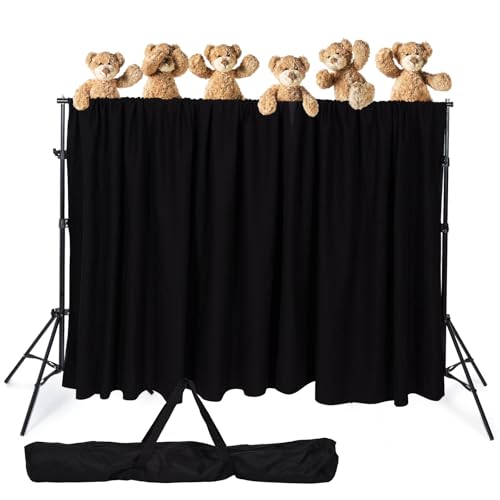 Niyanghome Classroom Puppet Stage, Puppet Show Theater with 2 Tripods, Cross Bar, Curtain and Carrying Bag, Portable Stage Suitable for School, Churches, and Family Shows