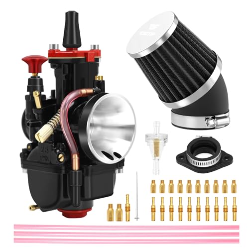 PWK 21mm Carburetor Racing Carb Kits with Air Filter 10pcs Main Jets 10pcs Slow Pilot Jets Universal for 2T 4T Engine Dirt Bike Motocross Motorcycle Scooter ATV Quad Go Kart (21mm)